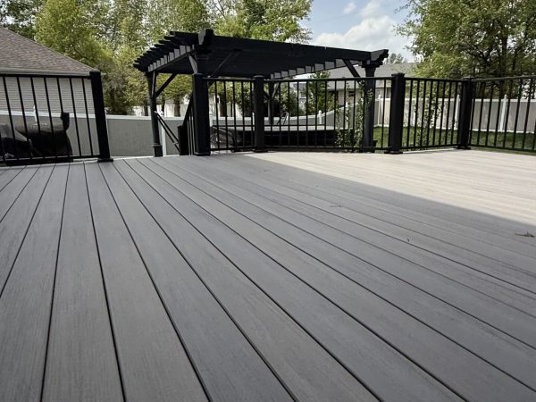 custom deck design Detailed blueprint or rendering of a custom deck design