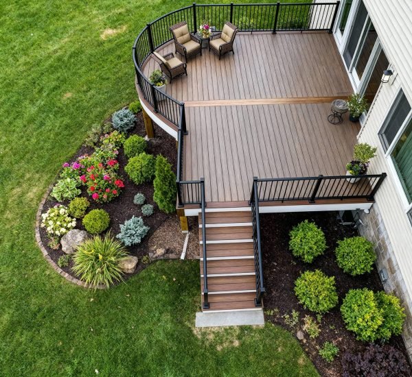 Crew performing custom deck construction and framing for a residence in Portage Des Sioux, MO